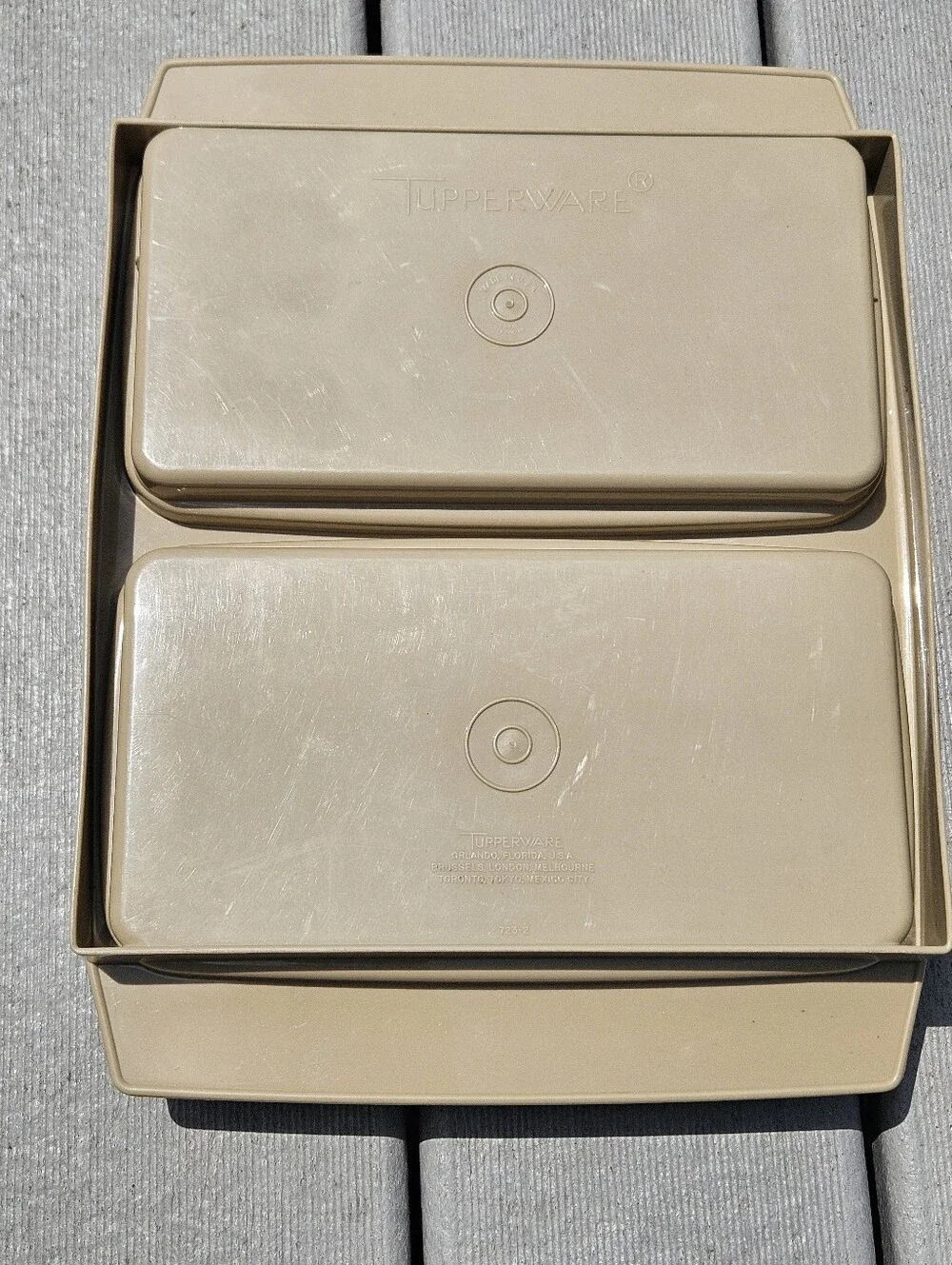 Vtg Tupperware 723 Deviled Egg Taker Carrier Replacement Part Tan Almond No Tray
